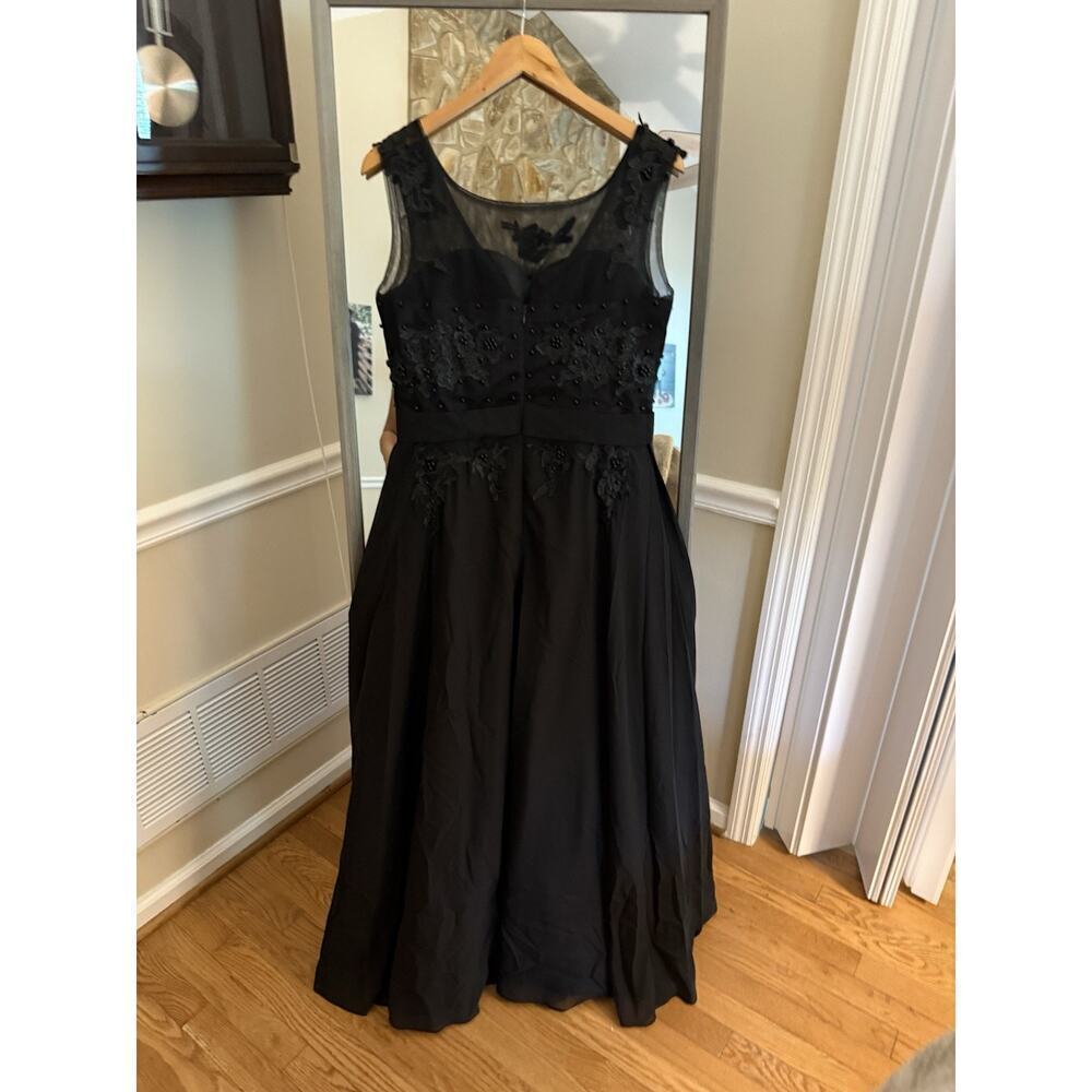 Grace Karin Black Long Gown Beaded Embroidered Floral Dress Size 12 - Picture 6 of 11